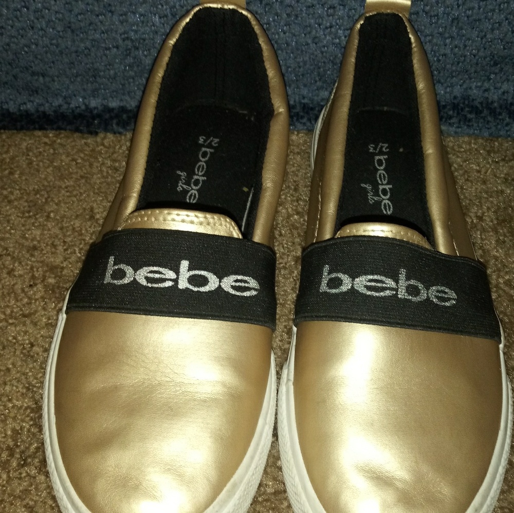 BeBe Girls Casual Fashion Slip On Sneakers Gold